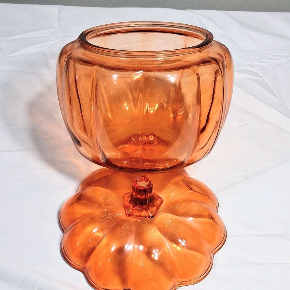 Anchor Hocking Vintage Orange Halloween Cookie/Candy Jar with Sealing Lid - Picture 2 of 8